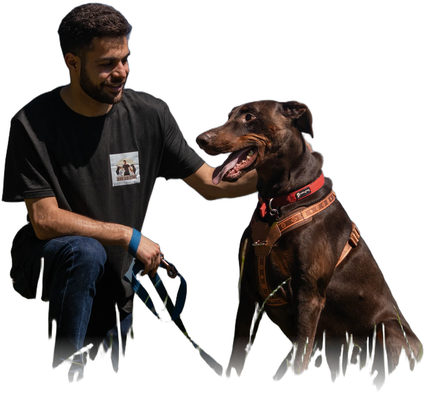 Ben et un chien, en plein soleil